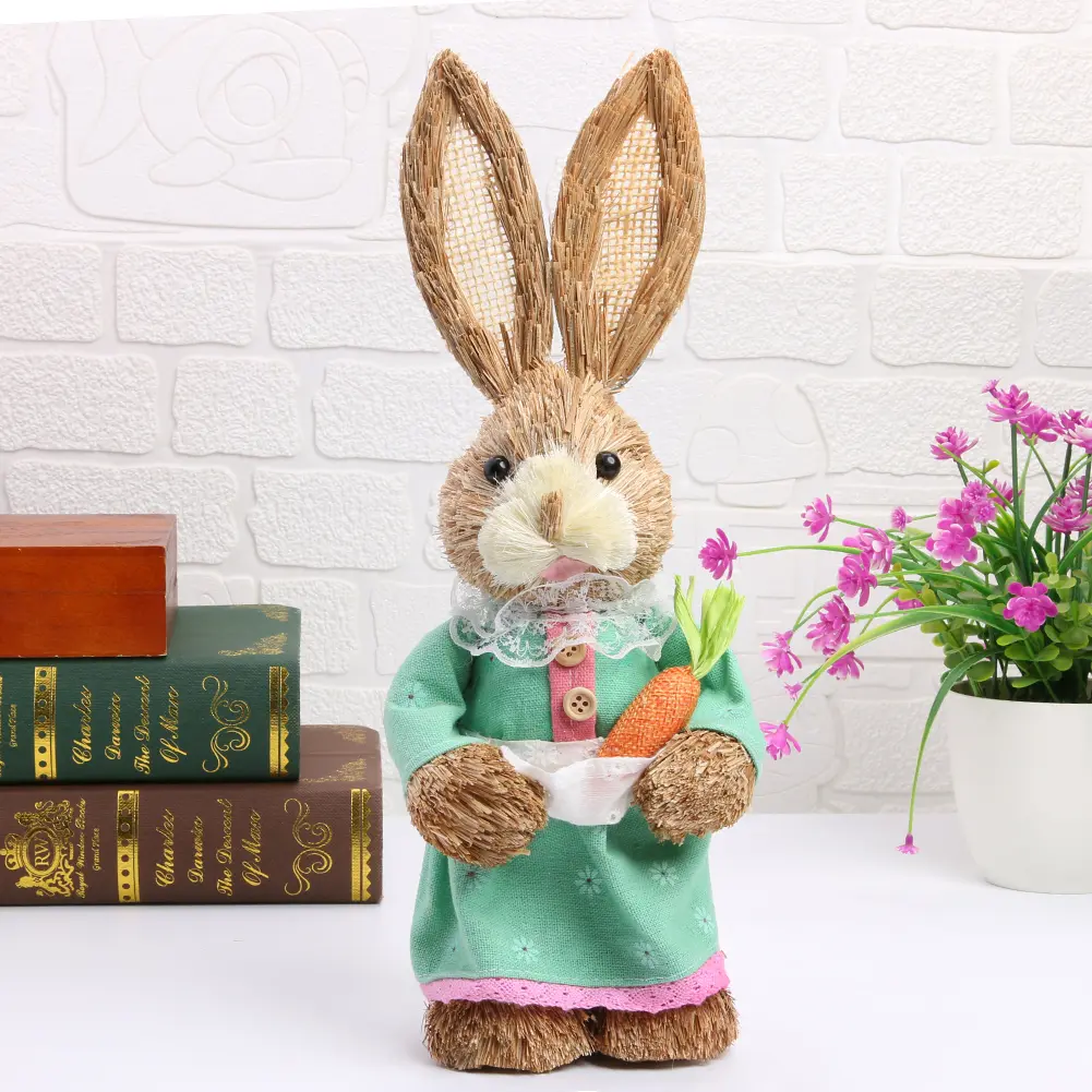 35*14cm Artificial Bunny 2025 Easter Decoration Cute Handicrafts Simulation Cute Rabbit Ornament Decor for Bedroom Living Room