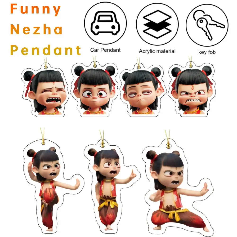 10pcs 2025 Hot Anime Movies Ne Zha 2 Cartoon Funny Lanyard Pendant Acrylic Key Pendant Car Pendant Fans Collection Ideal Gifts