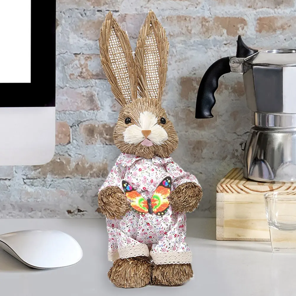 35*14cm Artificial Bunny 2025 Easter Decoration Cute Handicrafts Simulation Cute Rabbit Ornament Decor for Bedroom Living Room