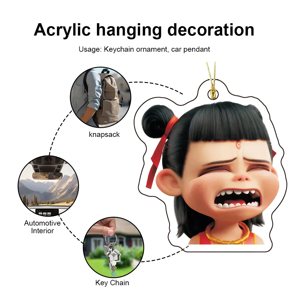 10pcs 2025 Hot Anime Movies Ne Zha 2 Cartoon Funny Lanyard Pendant Acrylic Key Pendant Car Pendant Fans Collection Ideal Gifts