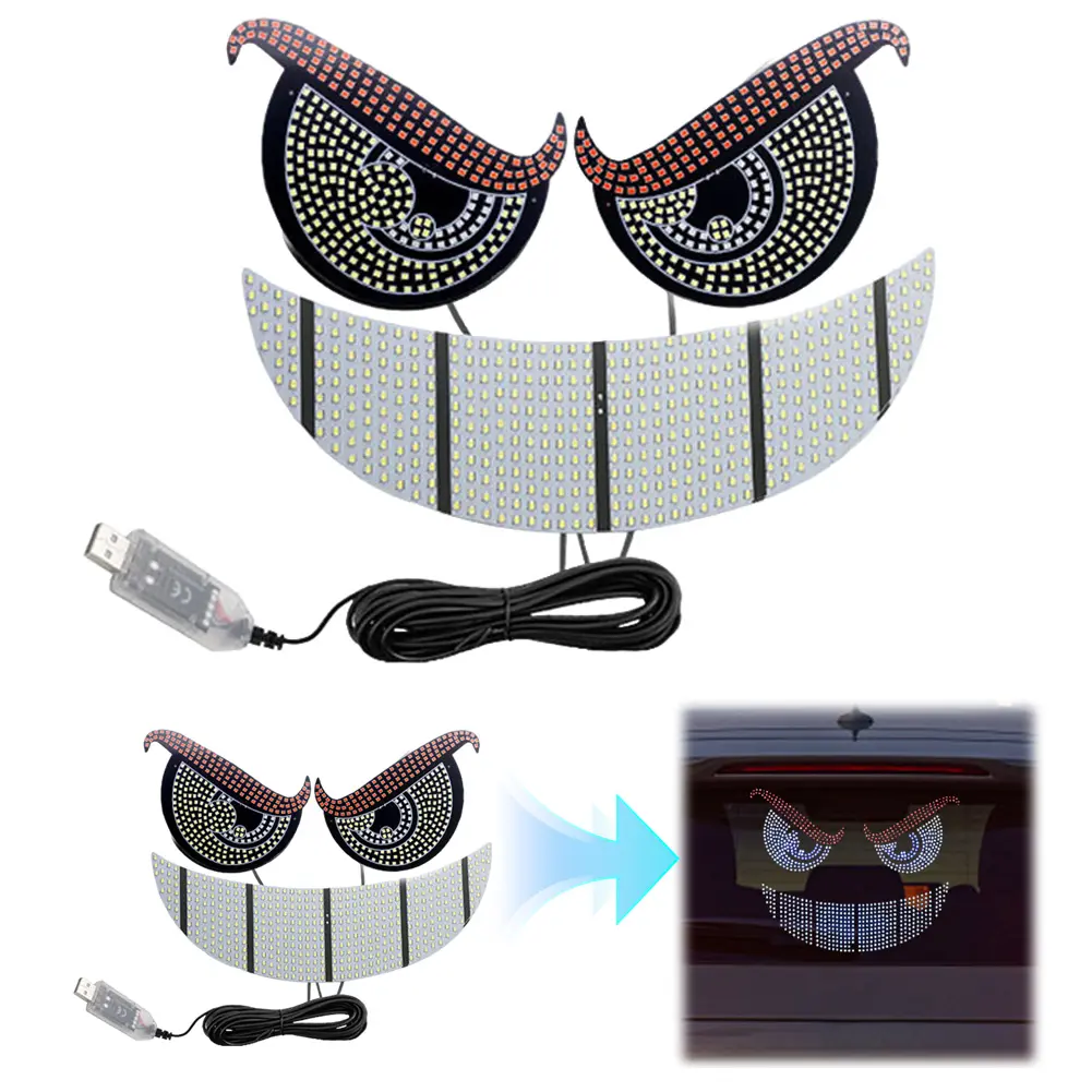 Cars Devil Eyes Light Demon Eye Light USB Plug In Car Eyes LED Light Self Adhesive Auto Warning Light for SUVs Pickups Trucks