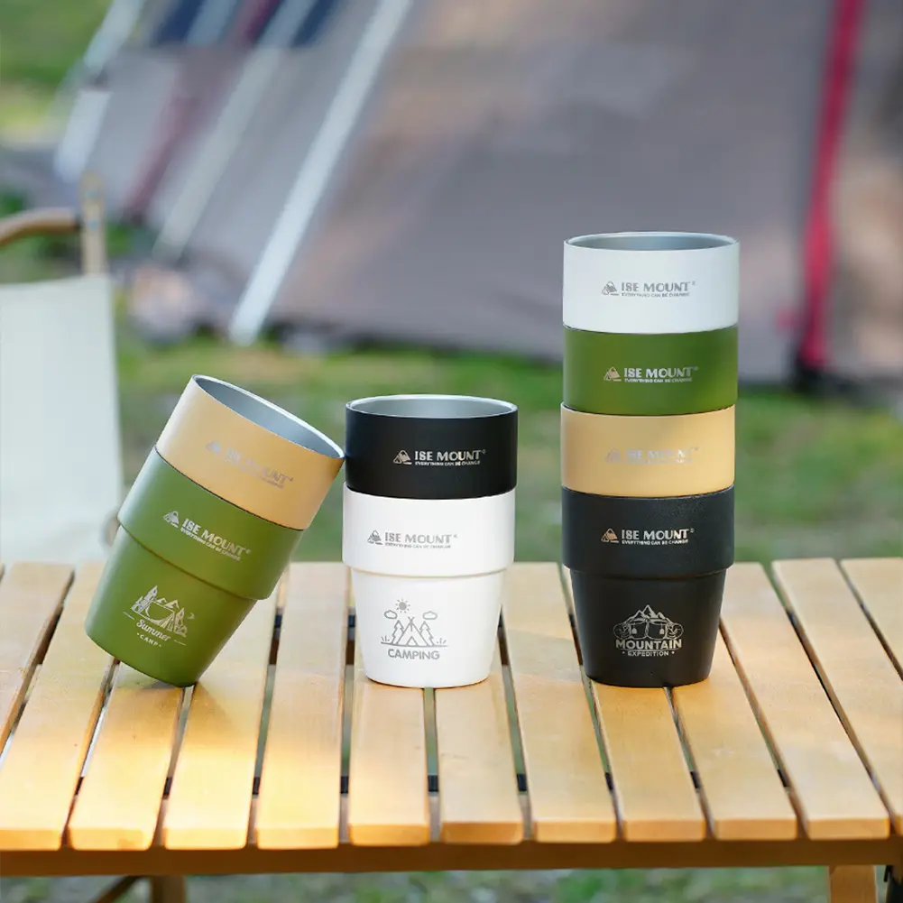 Double Wall Insulated Coffee Cup with Straw 304 Stainless Steel Insulated Water Cup for Travel Hiking