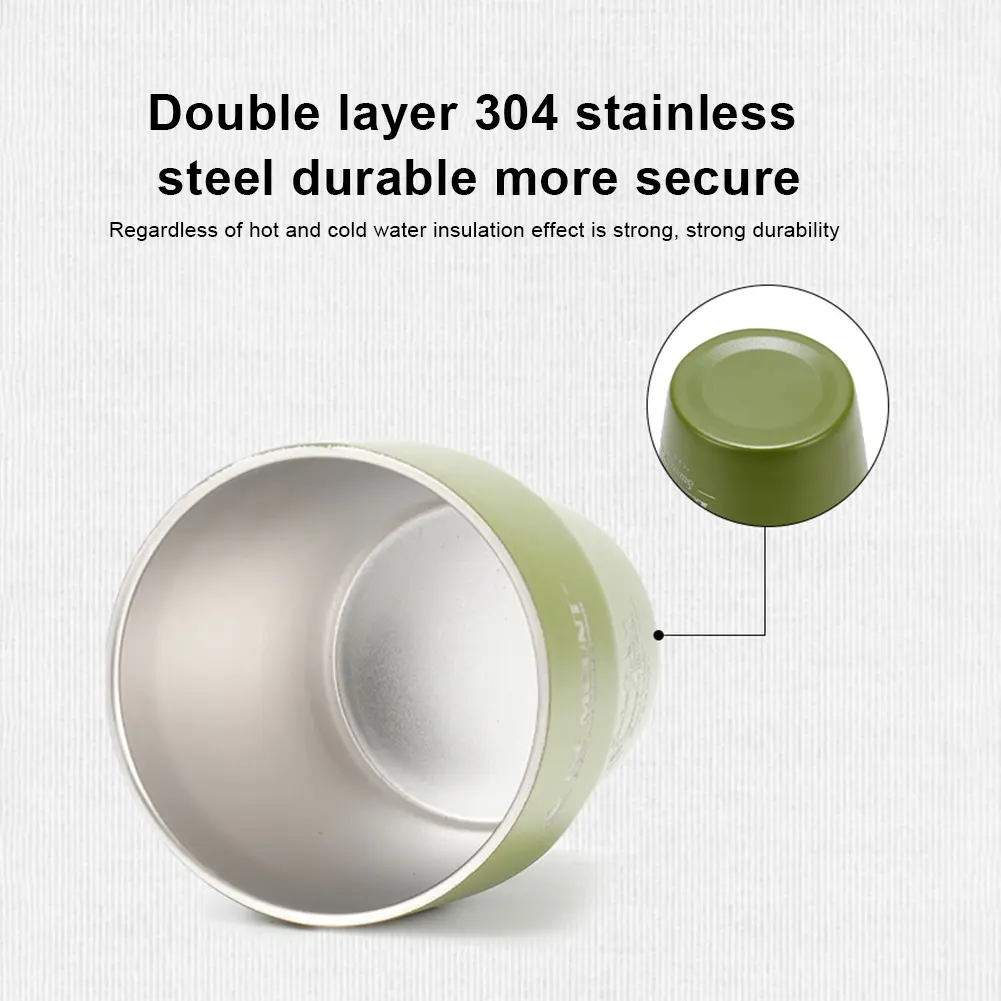 Double Wall Insulated Coffee Cup with Straw 304 Stainless Steel Insulated Water Cup for Travel Hiking