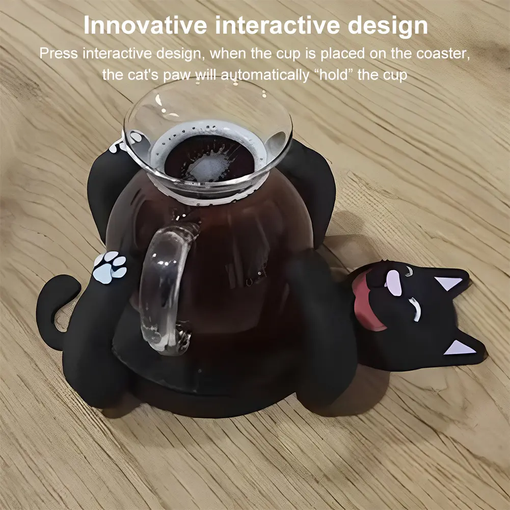 3D Print Cat Coaster Insulated Cup Mat Stress Relieve Mug Base Decoration Creative Lazy Cat Drink Coasters for Home Office Decor