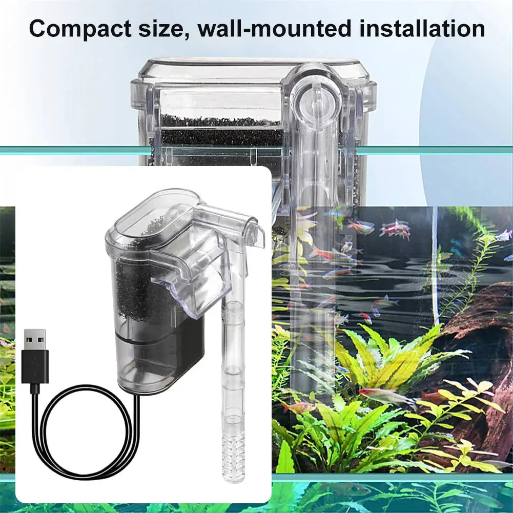 Fish Tank Suspended Filter Aquarium Hang On Filter Adjustable Water Flow Hang Up Filter Water Pump Aquarium Accessories