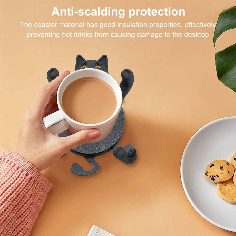 3D Print Cat Coaster Insulated Cup Mat Stress Relieve Mug Base Decoration Creative Lazy Cat Drink Coasters for Home Office Decor