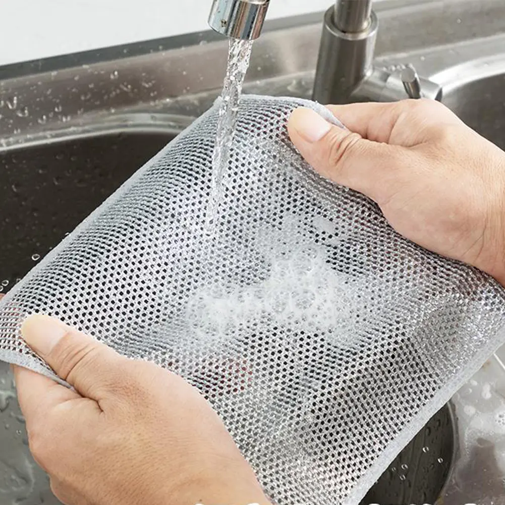 Kitchen Wire Dish Cloths Non-Scratch Cleaning Rags Scrubbing Wire Dishwashing Rag for Dishes Sinks Counter Stove Tops Clean Tool