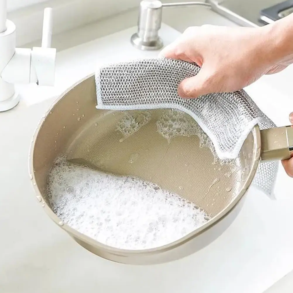 Kitchen Wire Dish Cloths Non-Scratch Cleaning Rags Scrubbing Wire Dishwashing Rag for Dishes Sinks Counter Stove Tops Clean Tool
