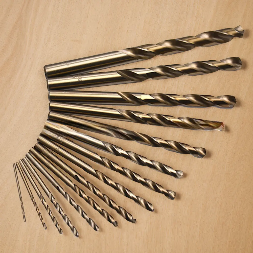 15 Pcs Cobalt HSS Drill Bit 1.5-10mm HSSCO M35 Twist Drill Bit Kit 135 Degree Tip Cobalt Twist Drill Bit Hole Cutter Power Tools
