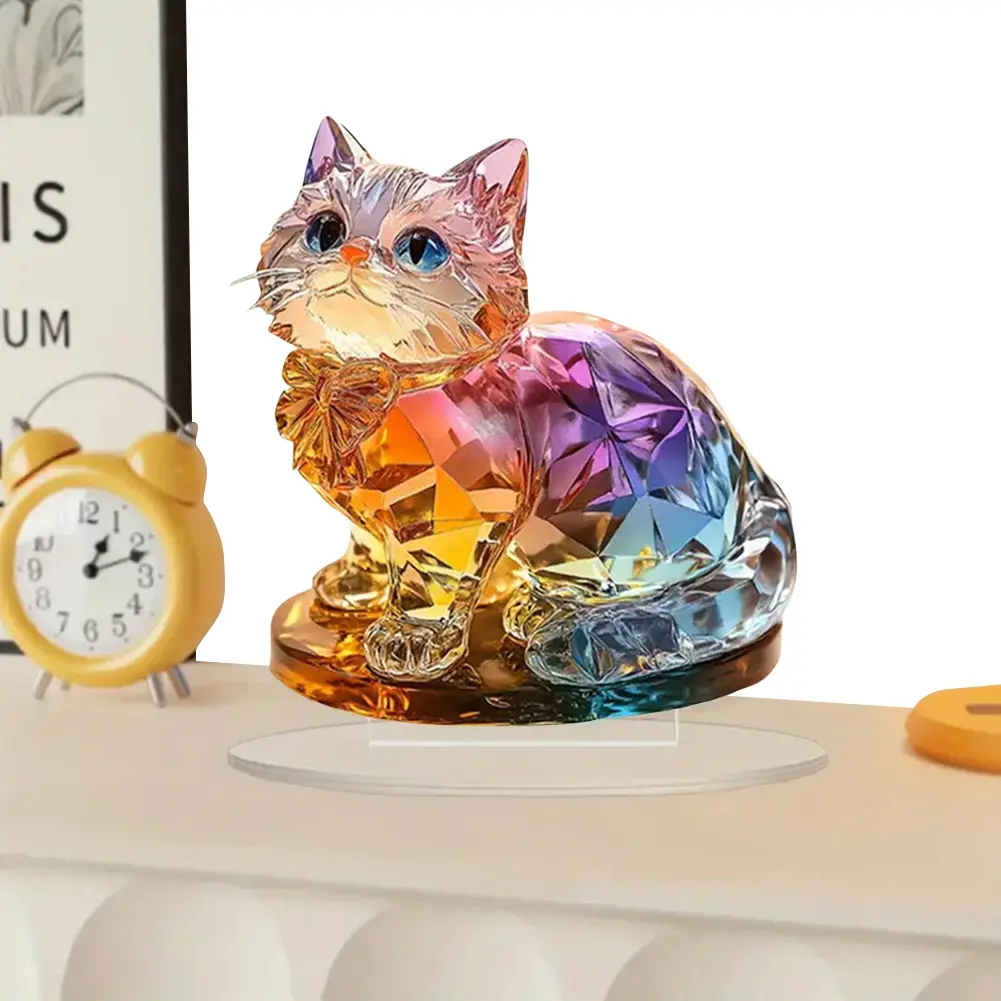 Kitten Desktop Standing Decoration 2D Acrylic Miniature Cat Decorative Desktop Decoration Gifts for Women Mother Wife