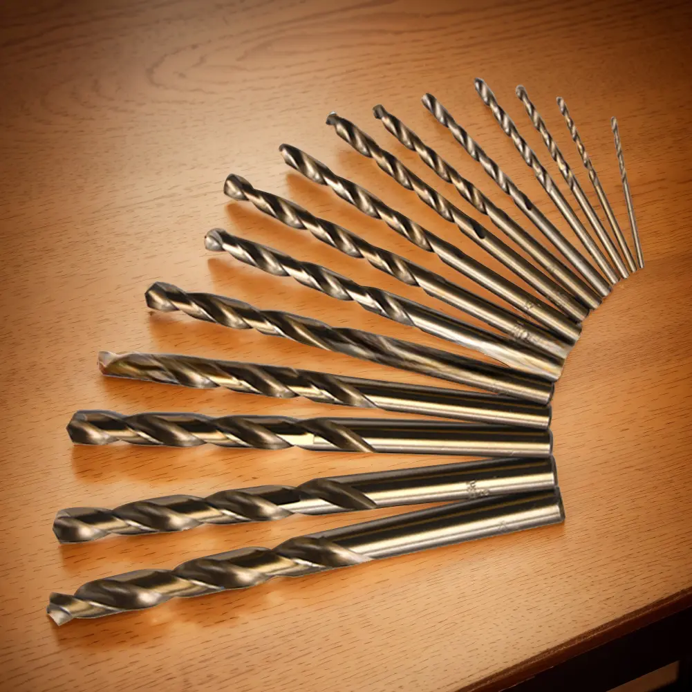 15 Pcs Cobalt HSS Drill Bit 1.5-10mm HSSCO M35 Twist Drill Bit Kit 135 Degree Tip Cobalt Twist Drill Bit Hole Cutter Power Tools