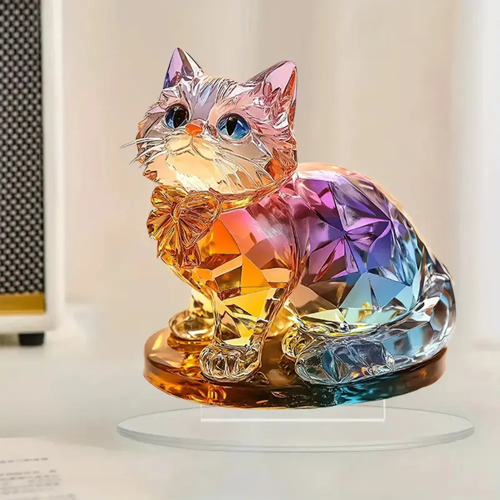 Kitten Desktop Standing Decoration 2D Acrylic Miniature Cat Decorative Desktop Decoration Gifts for Women Mother Wife