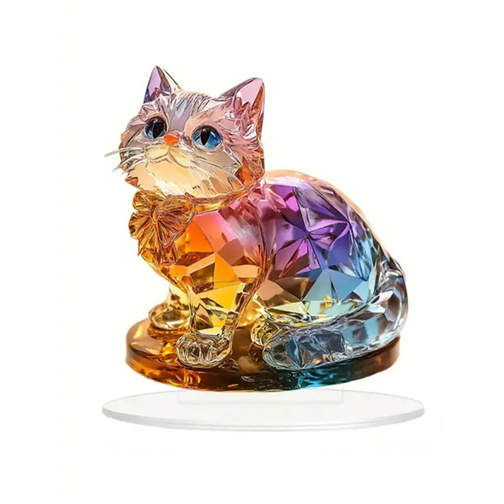Kitten Desktop Standing Decoration 2D Acrylic Miniature Cat Decorative Desktop Decoration Gifts for Women Mother Wife