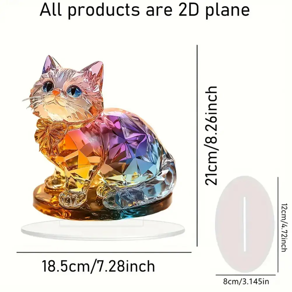Kitten Desktop Standing Decoration 2D Acrylic Miniature Cat Decorative Desktop Decoration Gifts for Women Mother Wife