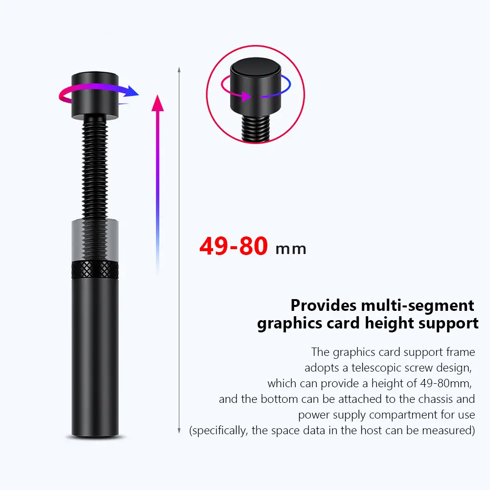 Aluminum Alloy Telescopic Graphics Card Brace Adjustable Graphics Card Jack Computer Desktop Accessories for Atx/m-atx/itx Case