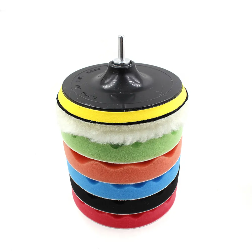 8Pcs/Set Polishing Pad Car Sponge Polishing Pad Kit 3/5/6/7 Inch Self-Adhesive Buffing Waxing Sponge Wool Wheel