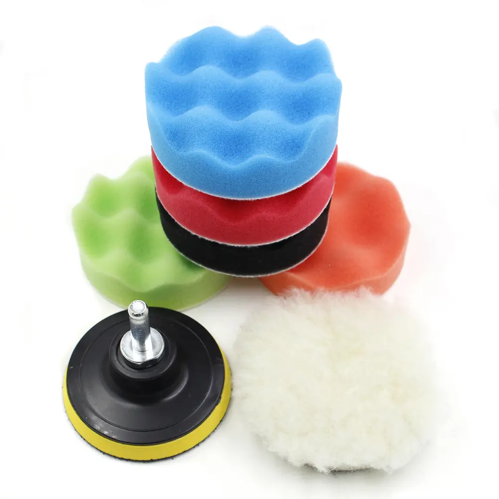 8Pcs/Set Polishing Pad Car Sponge Polishing Pad Kit 3/5/6/7 Inch Self-Adhesive Buffing Waxing Sponge Wool Wheel