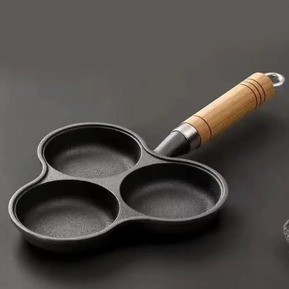 3-Cup Cast Iron Egg Frying Pan with Handle Pancake Pan Crepe Pan Fried Egg Pan for Breakfast Fried Egg Pancakes Steaks Hamburger