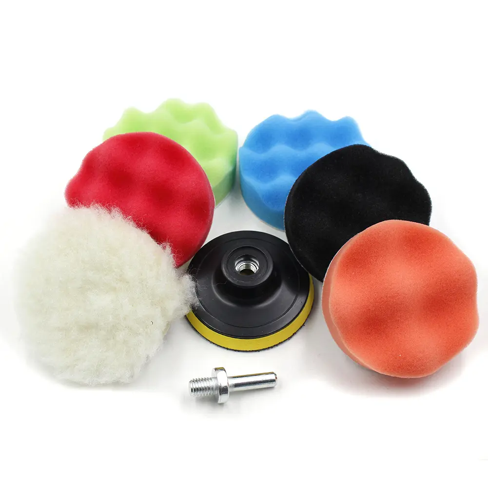 8Pcs/Set Polishing Pad Car Sponge Polishing Pad Kit 3/5/6/7 Inch Self-Adhesive Buffing Waxing Sponge Wool Wheel