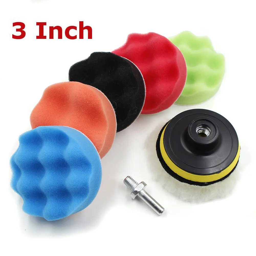 8Pcs/Set Polishing Pad Car Sponge Polishing Pad Kit 3/5/6/7 Inch Self-Adhesive Buffing Waxing Sponge Wool Wheel