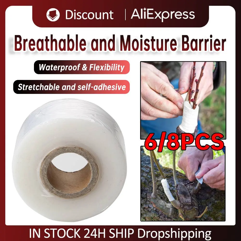 8/6PCS 3cm*200m Grafting Tape Stretchable  Self-Adhesive Plants Repair Budding Tapes Grafting Tape Film Plant Repair Tapes Tools