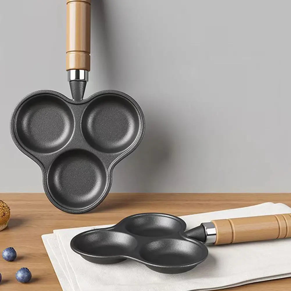 3-Cup Cast Iron Egg Frying Pan with Handle Pancake Pan Crepe Pan Fried Egg Pan for Breakfast Fried Egg Pancakes Steaks Hamburger