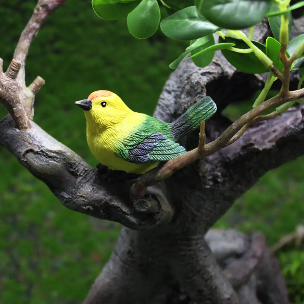 3Pcs Bird Figurines with Nest Bird Statues Decorative Bird Landscape Ornaments Simulation Bird Decoration for Micro Landscape