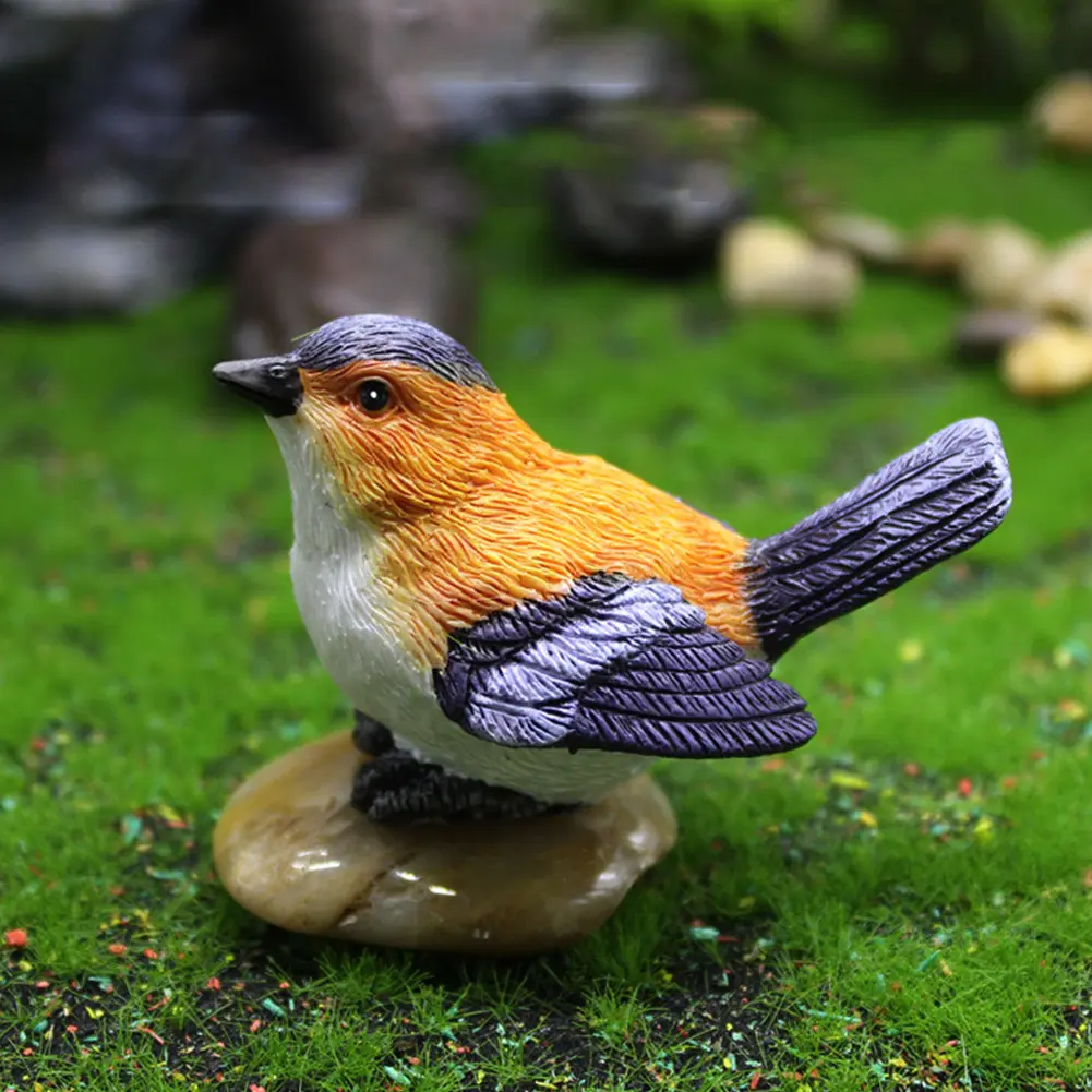 3Pcs Bird Figurines with Nest Bird Statues Decorative Bird Landscape Ornaments Simulation Bird Decoration for Micro Landscape