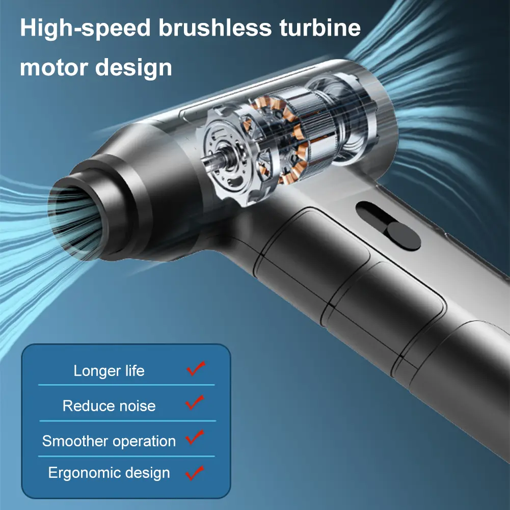 Compressed-Air Duster 110000 RPM Electric Duster Rechargeable 2 in 1 Air Blower & Vacuum Cleaner for Keyboard Computer Cleaning