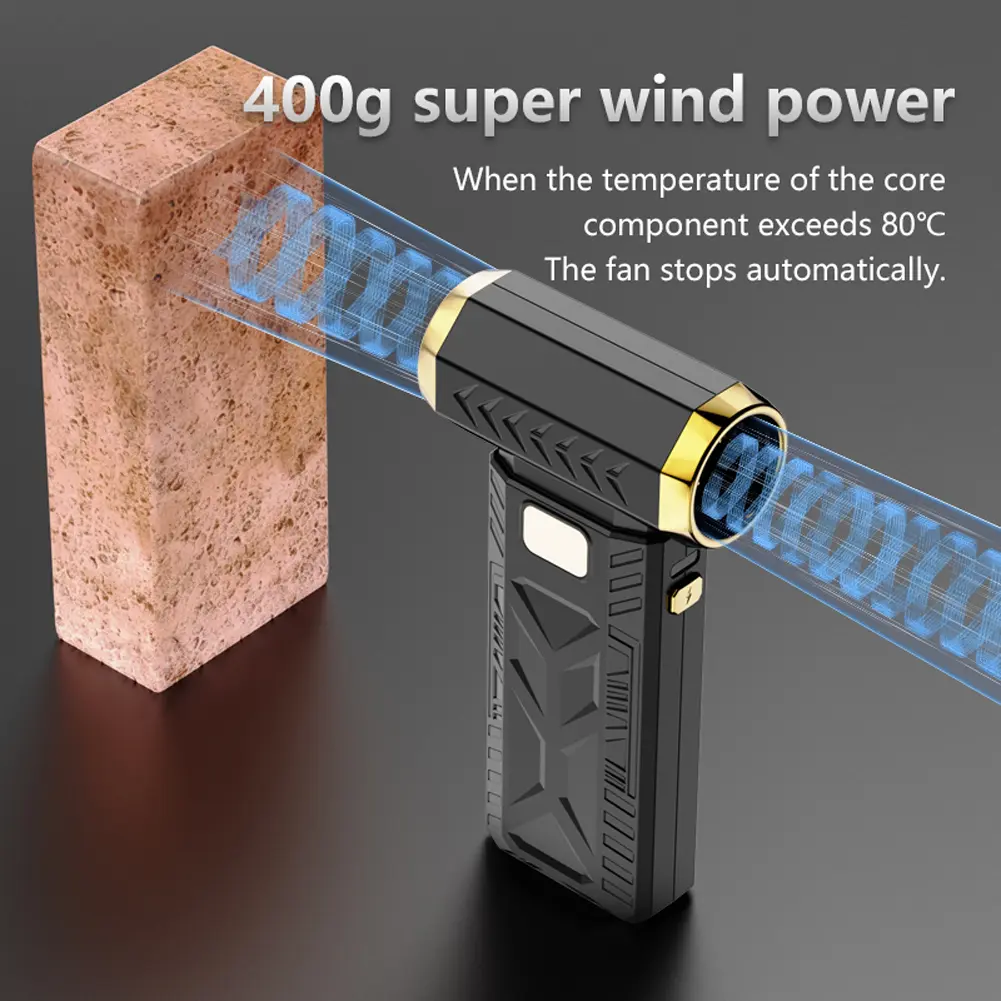 Mini Turbo Jet Fan Rechargeable Air Blower Handheld Brushless Motor Adjustable Wind 6 Speeds Electric Air Duster with LED Light