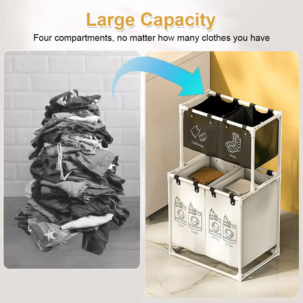 Laundry Sorter Basket Dirty Clothes Hamper 2/3 Layer Laundry Sorter Organizer Waterproof Clothing Sorting Basket for Home Dorm