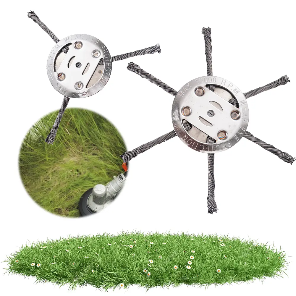 6Inch/8Inch Lawn Mower Head Steel Wire Grass Trimmer Head Weed Eater Trimmer Head Wired Trimmer Blade for Lawn Mower Edging Tray