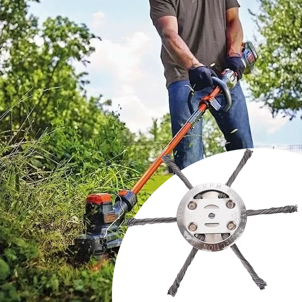 6Inch/8Inch Lawn Mower Head Steel Wire Grass Trimmer Head Weed Eater Trimmer Head Wired Trimmer Blade for Lawn Mower Edging Tray