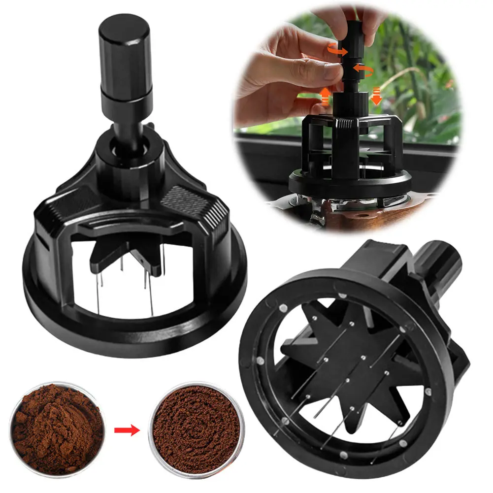 Rotary Needle Powder Distributor 51/58 Mm Magnetic Espresso Accessories Kit Stirrer Distribution Tool Non-slip Coffee Tamper