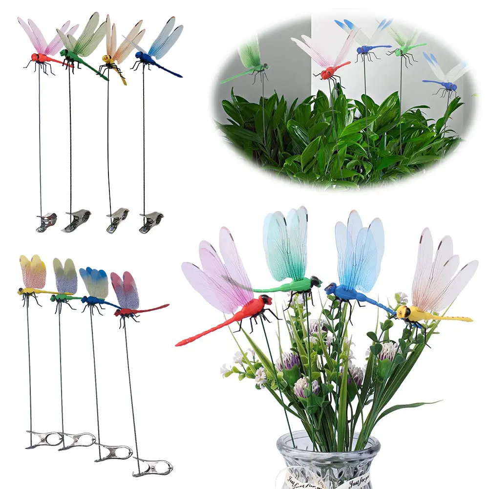 4Pcs Simulated Dragonfly Hat Clips 3D Realistic Dragonfly Clip Waterproof Bug Repellent Decoys Dragonfly Hat Clamp Garden Decor