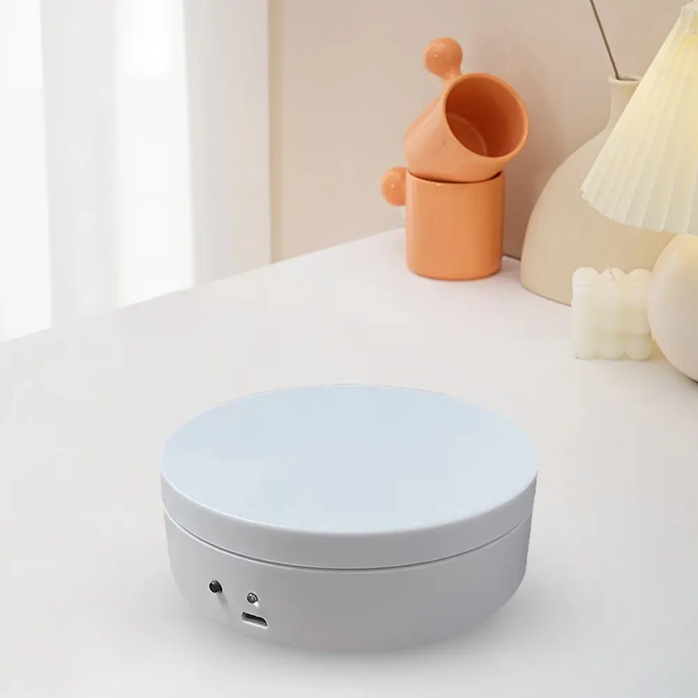 360 Degree Rotating Motorized Display Stand 12cm Electric Turntable USB Charging/Battery Operated for Model Cake 3D Images