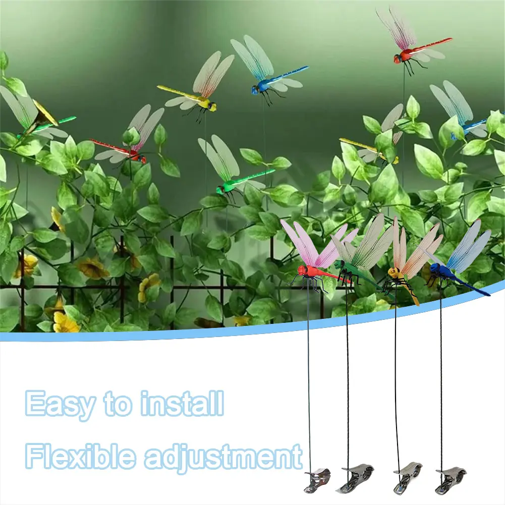 4Pcs Simulated Dragonfly Hat Clips 3D Realistic Dragonfly Clip Waterproof Bug Repellent Decoys Dragonfly Hat Clamp Garden Decor