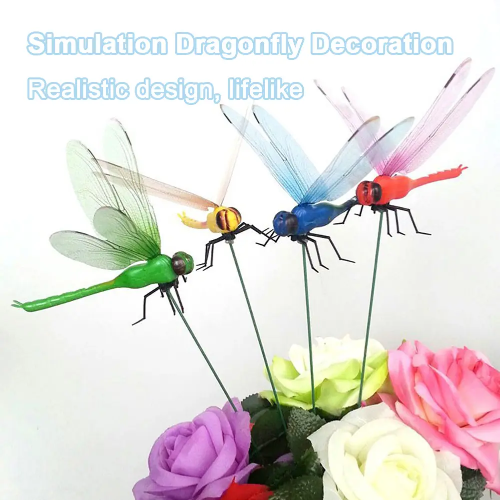 4Pcs Simulated Dragonfly Hat Clips 3D Realistic Dragonfly Clip Waterproof Bug Repellent Decoys Dragonfly Hat Clamp Garden Decor