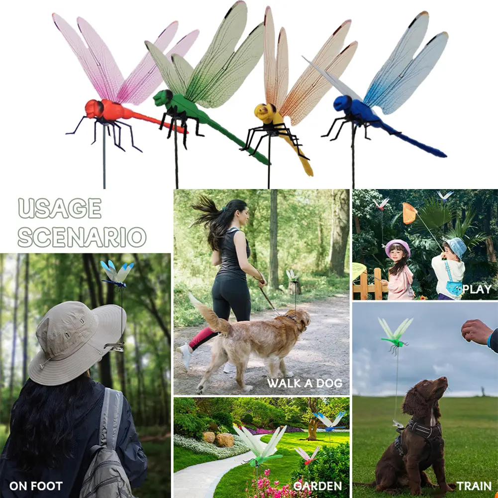 4Pcs Simulated Dragonfly Hat Clips 3D Realistic Dragonfly Clip Waterproof Bug Repellent Decoys Dragonfly Hat Clamp Garden Decor