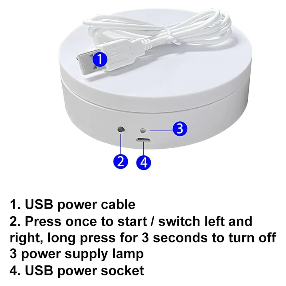 360 Degree Rotating Motorized Display Stand 12cm Electric Turntable USB Charging/Battery Operated for Model Cake 3D Images