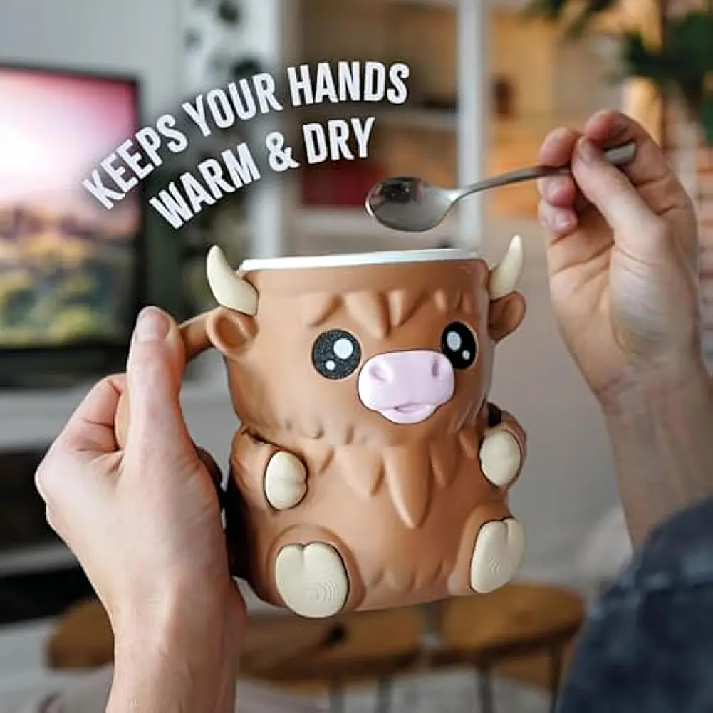 Highland Cow Ice Pint Holder Reusable 3D Printed Ice Cream Pint Containers with Snack Drawer & Handle Highland Cow Lovers Gifts