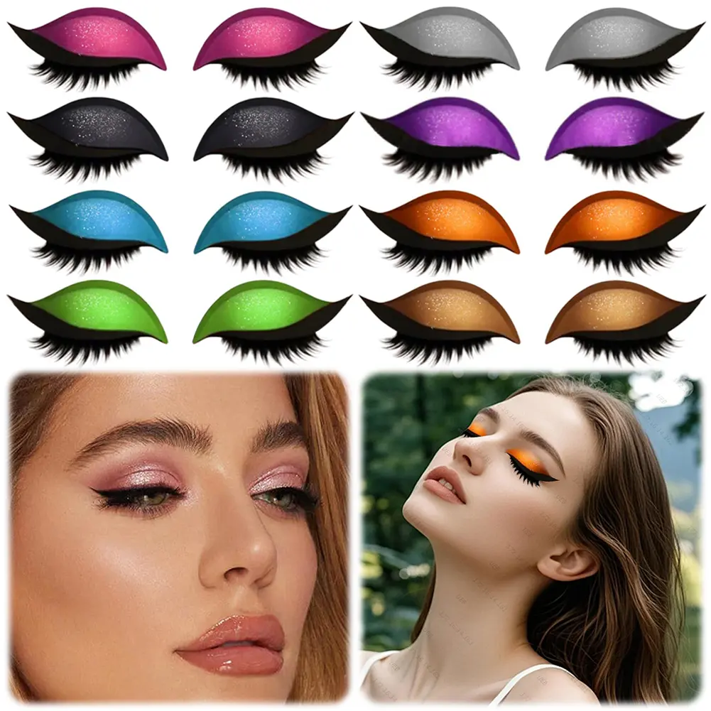 Lazy Eye Shadow Eyelash Patches Self-adhesive Eyeliner Eyeshadow Stickers Reusable Instant Eyeshadow Stickers for All Eye Shapes