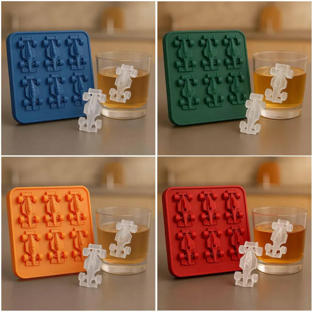 F1 Formula Racing Ice Mold Silicone 3D Mold 7 Holes Racing Chocolate Ice Cube Mold Tray Ice Cream Tools Home Kitchen Accessories