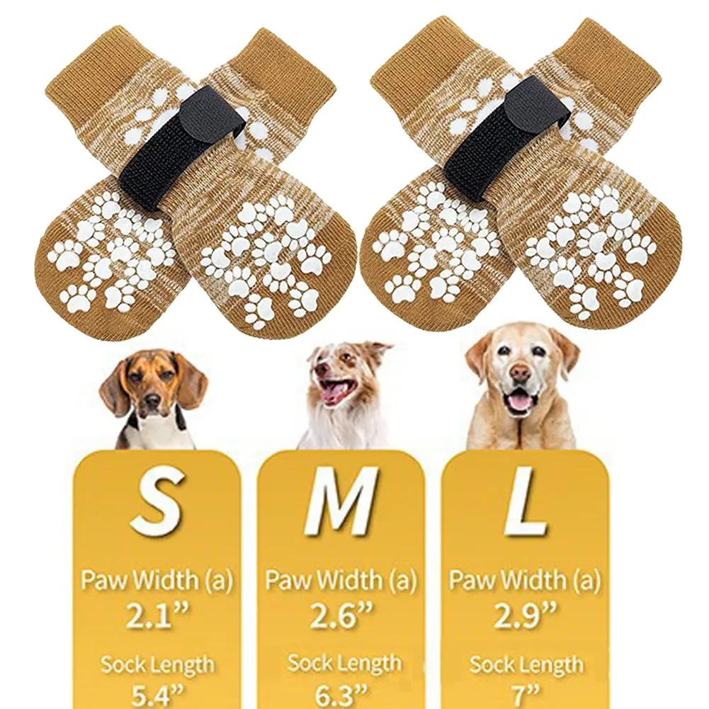4 Pcs Dog Socks to Prevent Hardwood Floors Licking and Biting Double Sided Anti-Slip Paw Protector Socks with Traction Control
