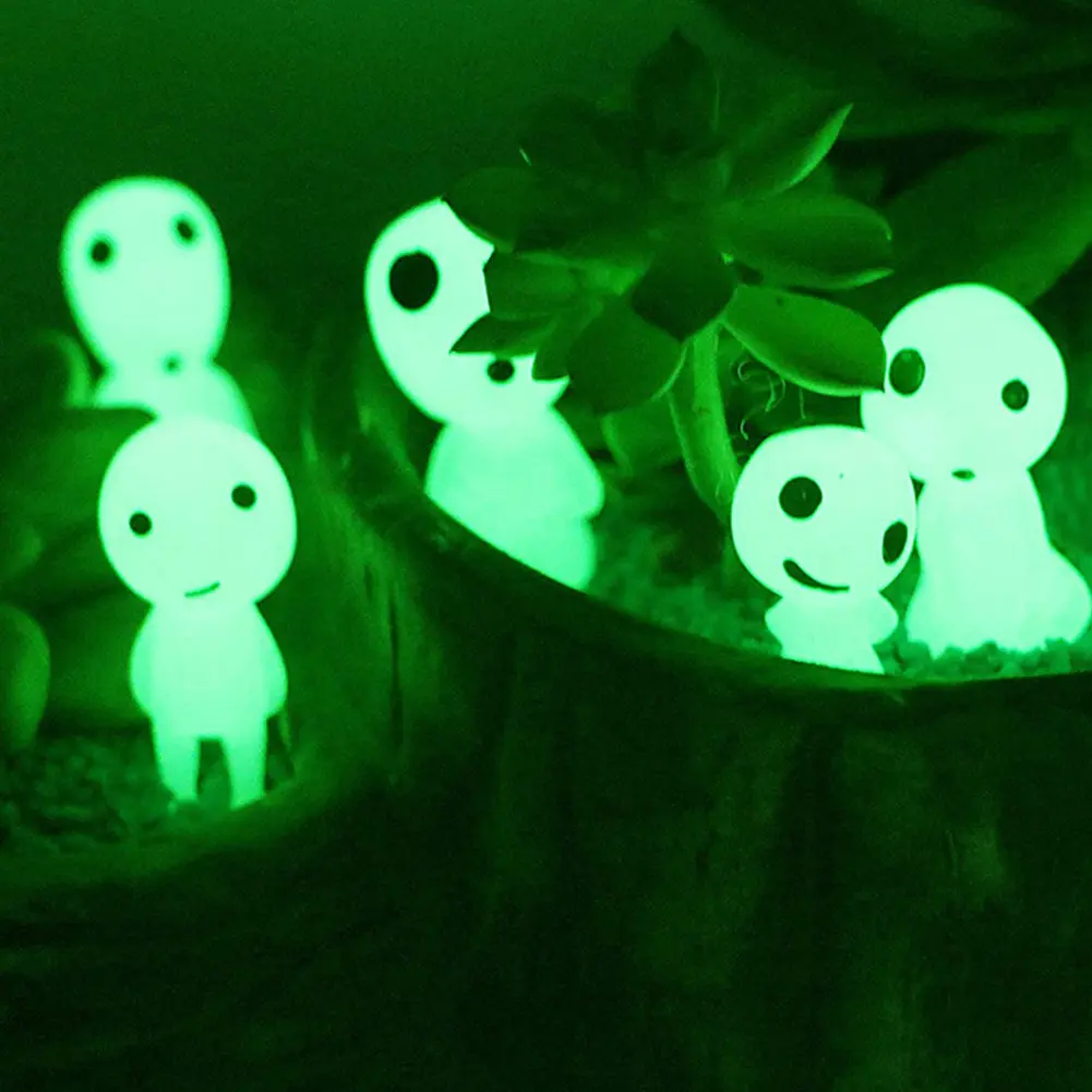 20Pcs Luminous Elves Mini Figurines Fish Tank Decor Kodama Glow in The Dark Figures Garden Micro Flower Potted Landscape Ornamen