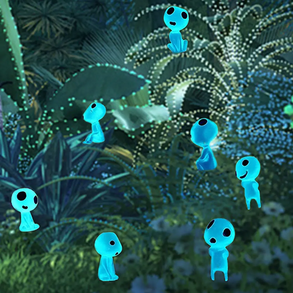20Pcs Luminous Elves Mini Figurines Fish Tank Decor Kodama Glow in The Dark Figures Garden Micro Flower Potted Landscape Ornamen