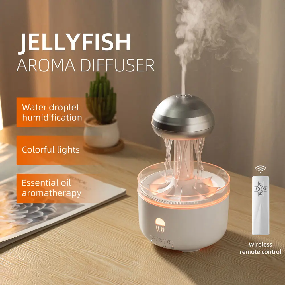Raindrop Air Diffuser Humidifier Jellyfish Humidifier EU/AU/US/UK Plug 7Colorful Lamp Aroma Diffuser Home Essential Oil Diffuser