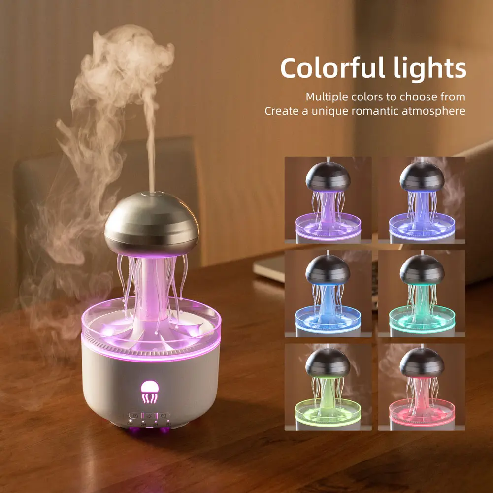 Raindrop Air Diffuser Humidifier Jellyfish Humidifier EU/AU/US/UK Plug 7Colorful Lamp Aroma Diffuser Home Essential Oil Diffuser