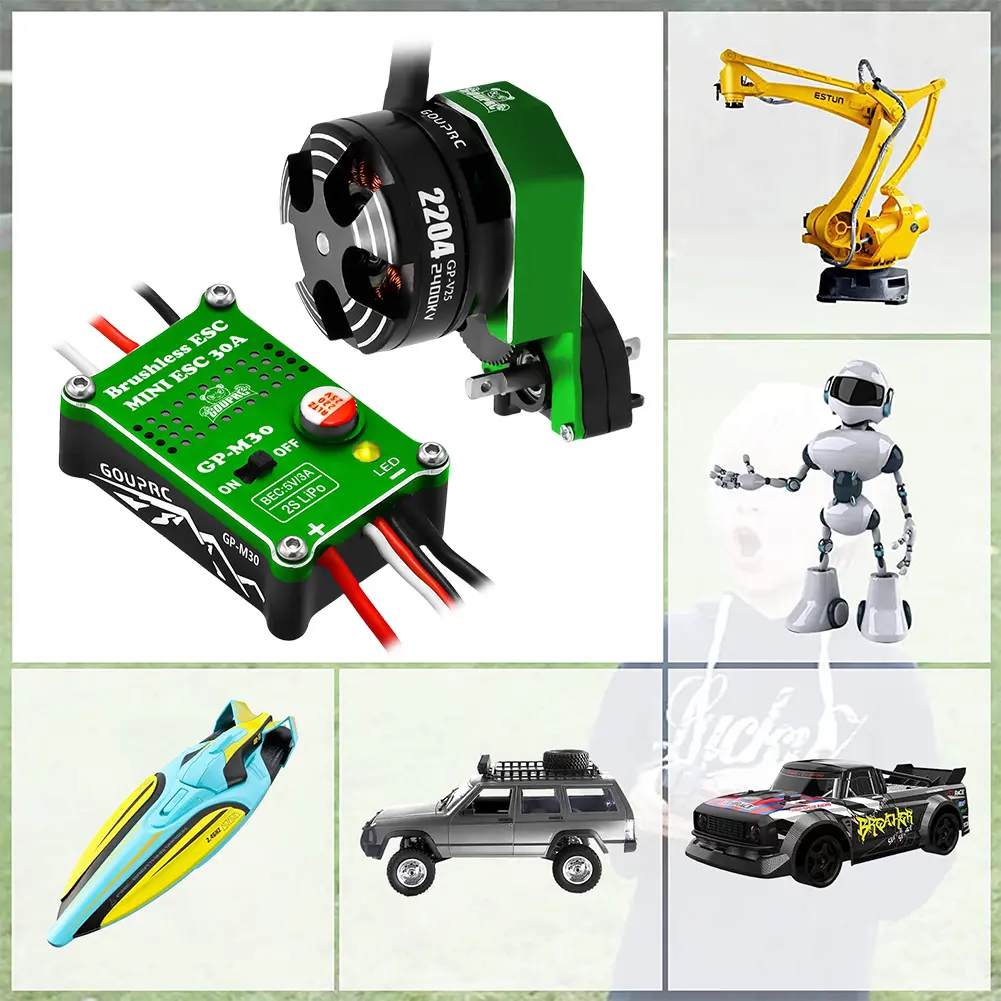 2204 2400KV Brushless Outrunner Motor with Transmission & 30A Brushless Mini ESC for 1/24 RC Crawler Axial SCX24 Upgrade