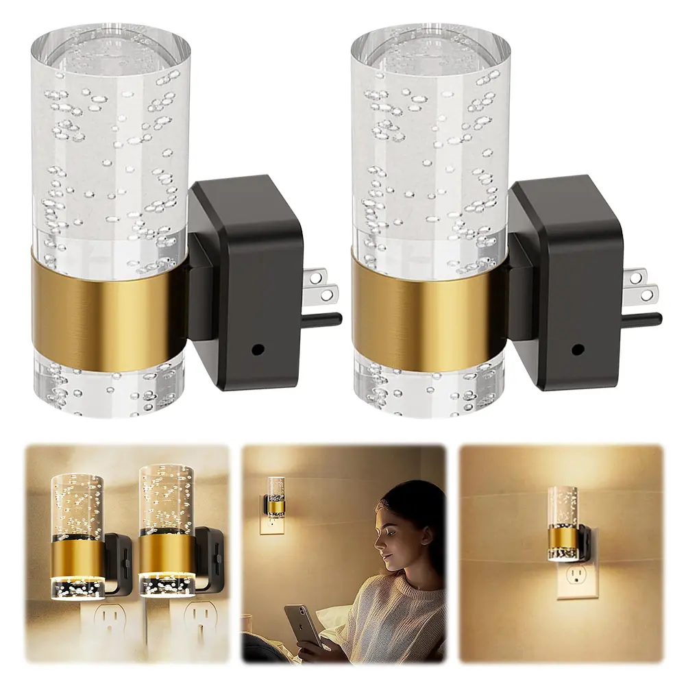 2Pcs LED Plug Into Wall Night Light with Auto Light Sensor Stair Night Light Atmosphere Wall Light for Bathroom Hallway Decor